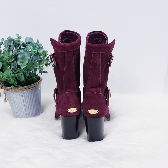 Jimmy Choo Dart buckle biker boots in red - Picture 7 of 8